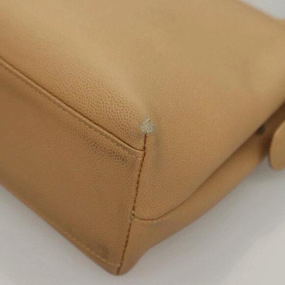 CHANEL Matelasse Shoulder Bag Grained Calf Skin Beige Gold CC Auth BA4516 - Picture 3 of 16